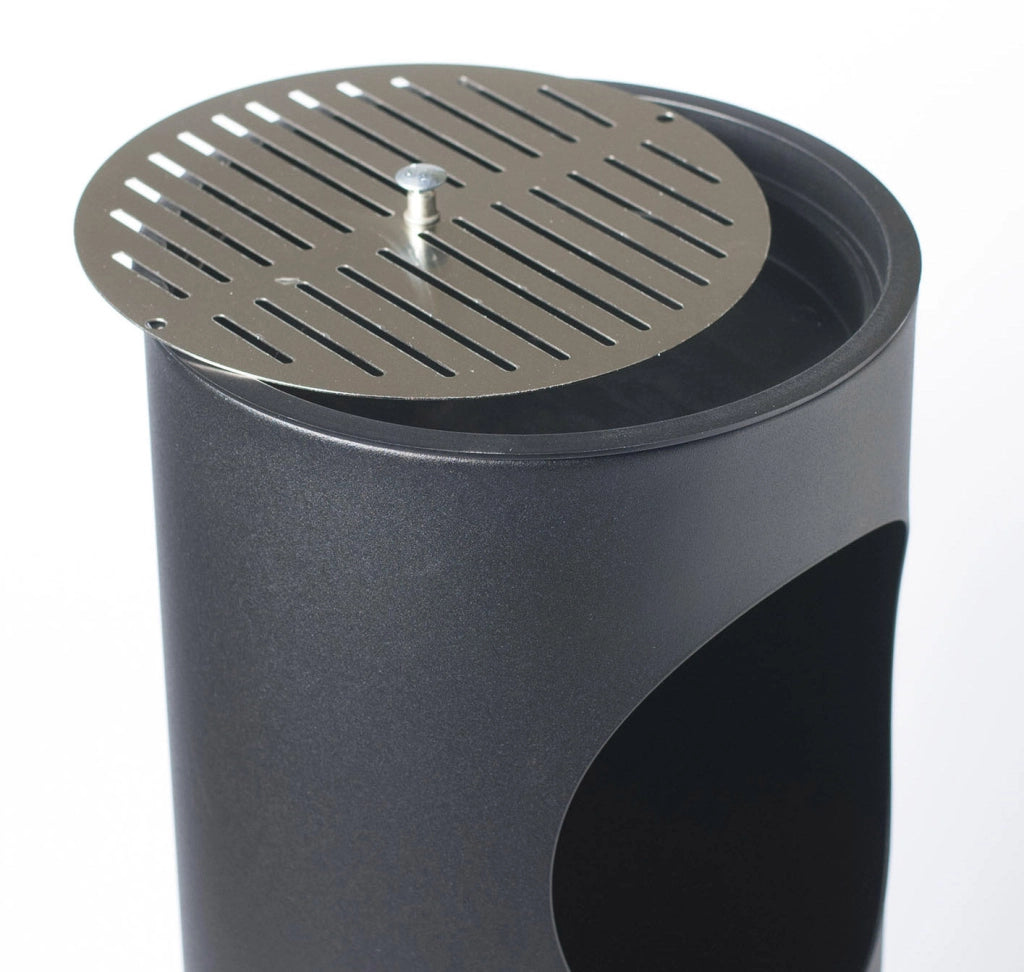 Pattumiera Gettacarte Ø24,3xh66,5 cm con Posacenere In Acciaio Verniciato Grigio