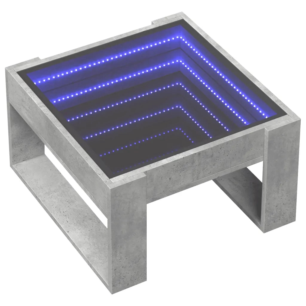 Tavolino Salotto con LED Infinity Grigio Cemento 50x53x30 cm 847626