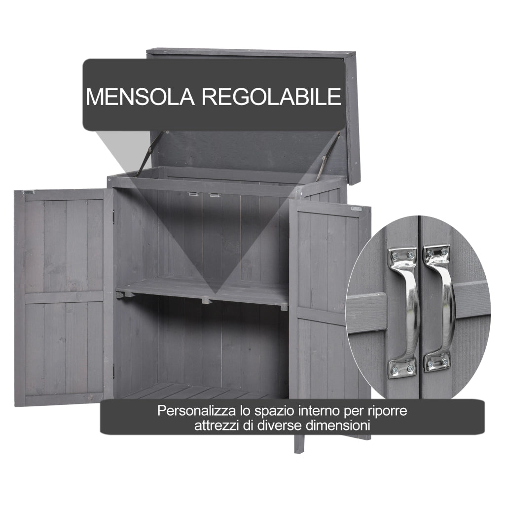 Armadio da Giardino ¨C Zephmum ¨C Legno di Abete, Grigio Scuro, 74x43x88 cm