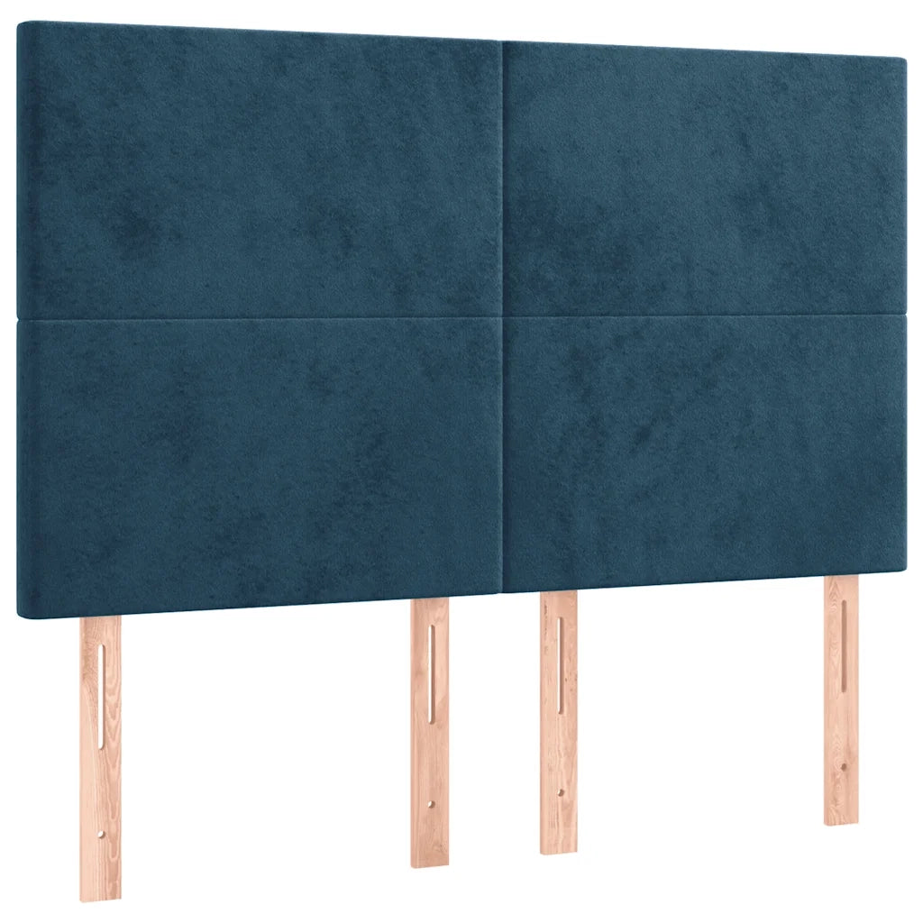 Giroletto a Molle con Materasso Blu Scuro 140x200 cm in Velluto 3132565