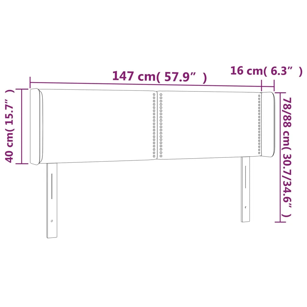 Testiera-Testata Decorativa Grigio Chiaro a LED 147x16x78/88 cm in Tessuto 451619