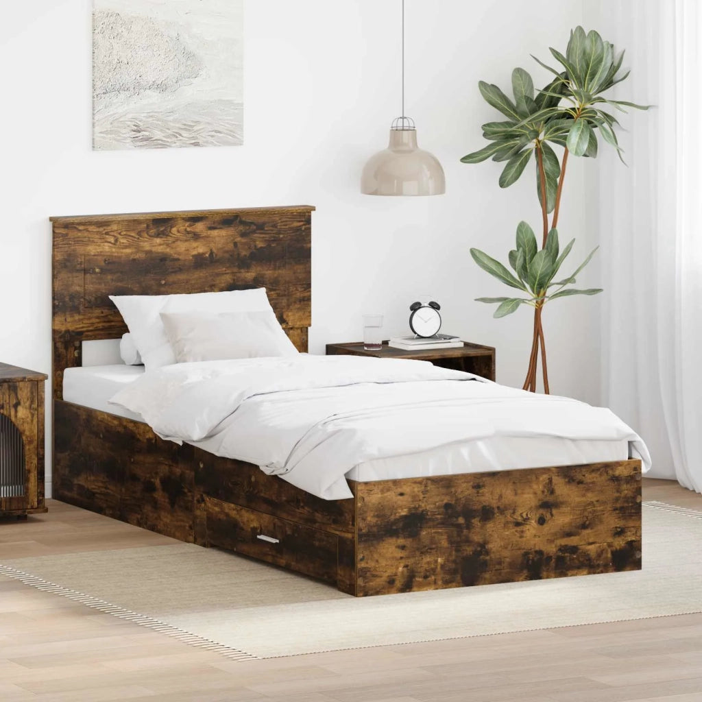 Struttura del letto Rovere fumé 100 x 200 cm Legno multistrato