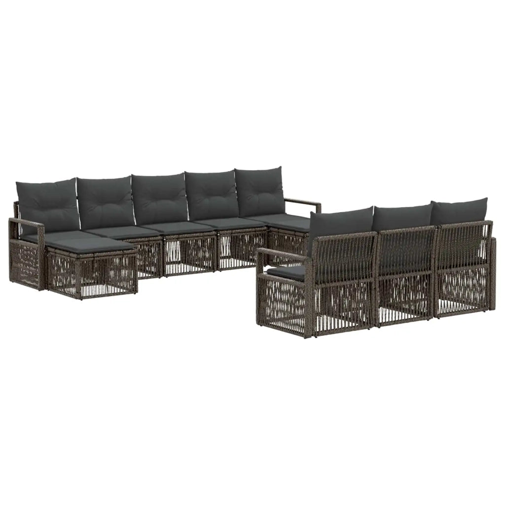 Set Divano da Giardino 10 pcs Grigio polyrattan 3435845