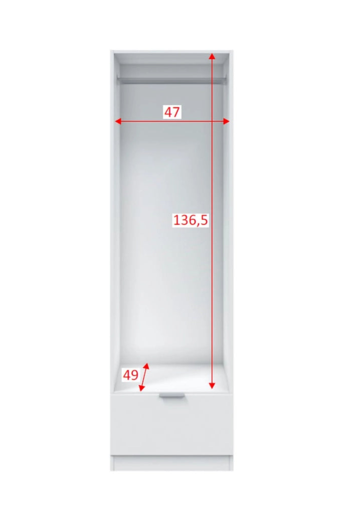 Dello, Guardaroba 1 Anta un Ripiano, Bianco