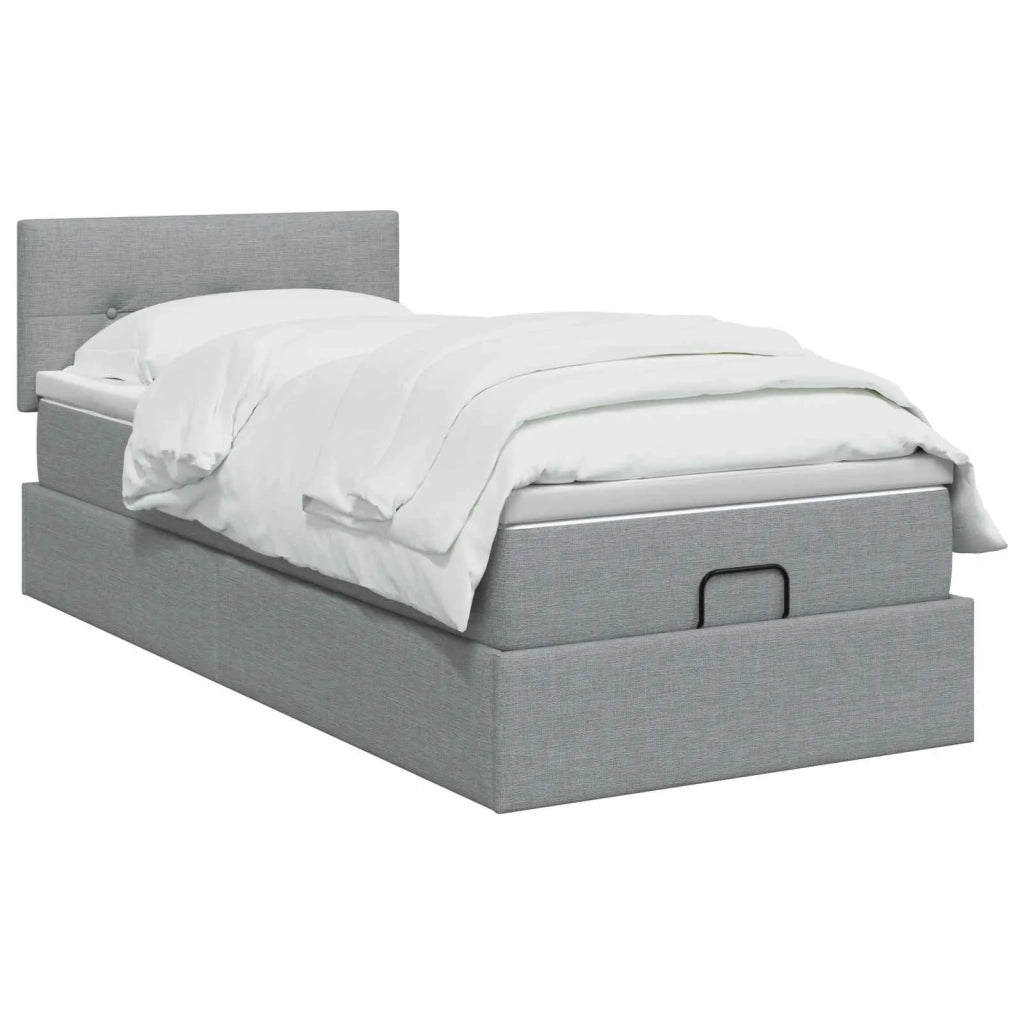 Letto ottomano con materasso Grigio Chiaro 90 x 200 cm Tessuto 3456295