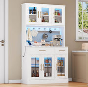 Credenza con striscia LED controllata da app; 2 cassetti e 3 ante in MDF bianco