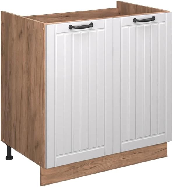 Mobile lavello cucina Fame-Line, Bianco casa di campagna, 80 cm, PL Antracite
