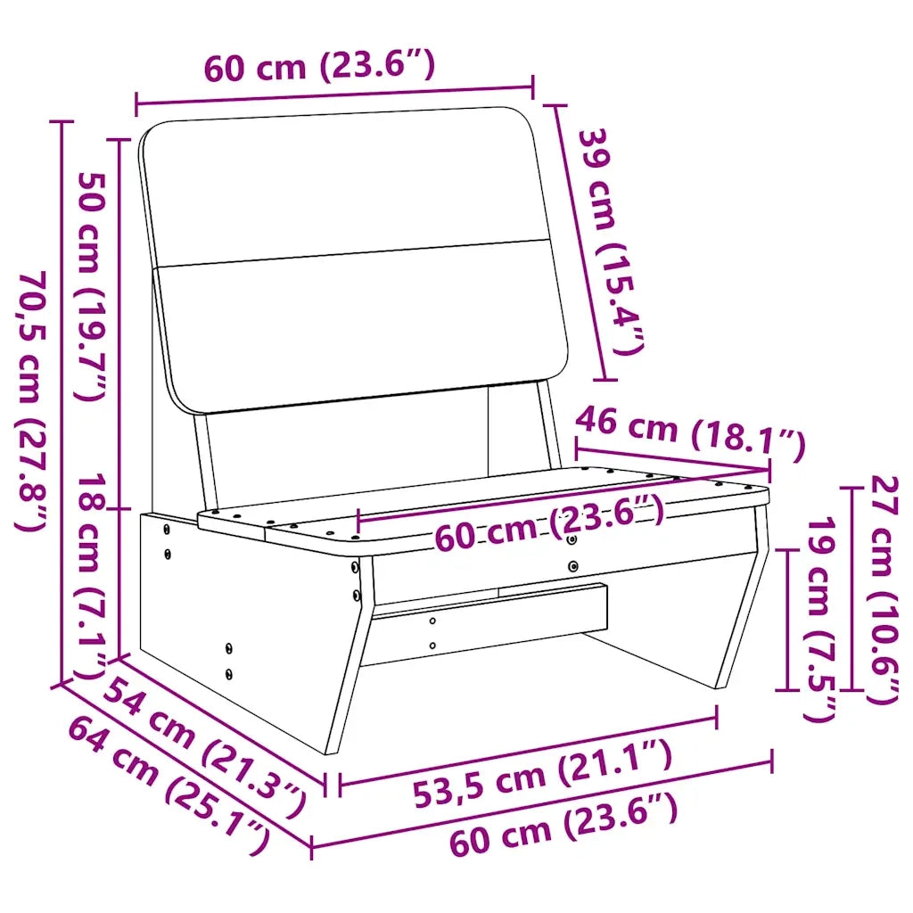 Sedia da Giardino Marrone Cera 60x64x70,5cm Legno Massello Pino 859309