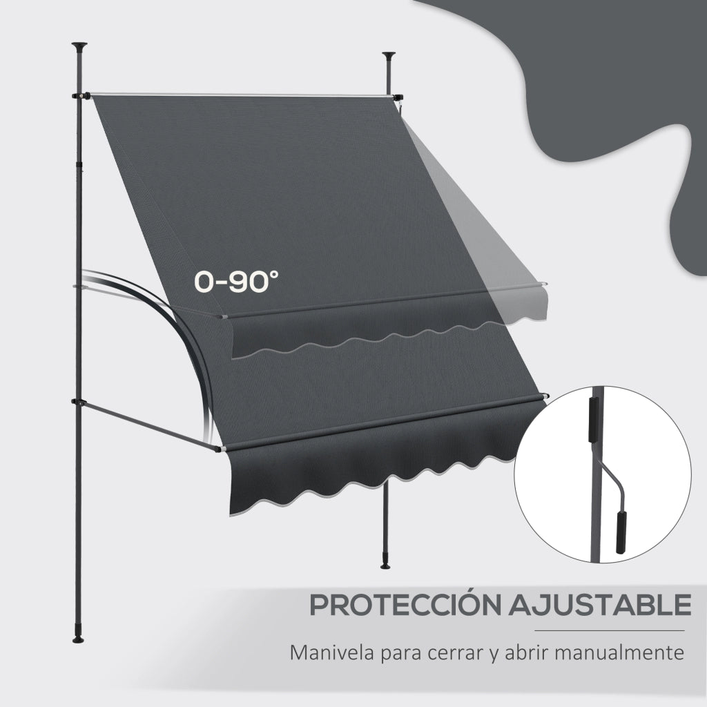 Telo Manuale Retrattile con Manovella ¨C zephmum ¨C Grigio Scuro 200x120x210-300 cm