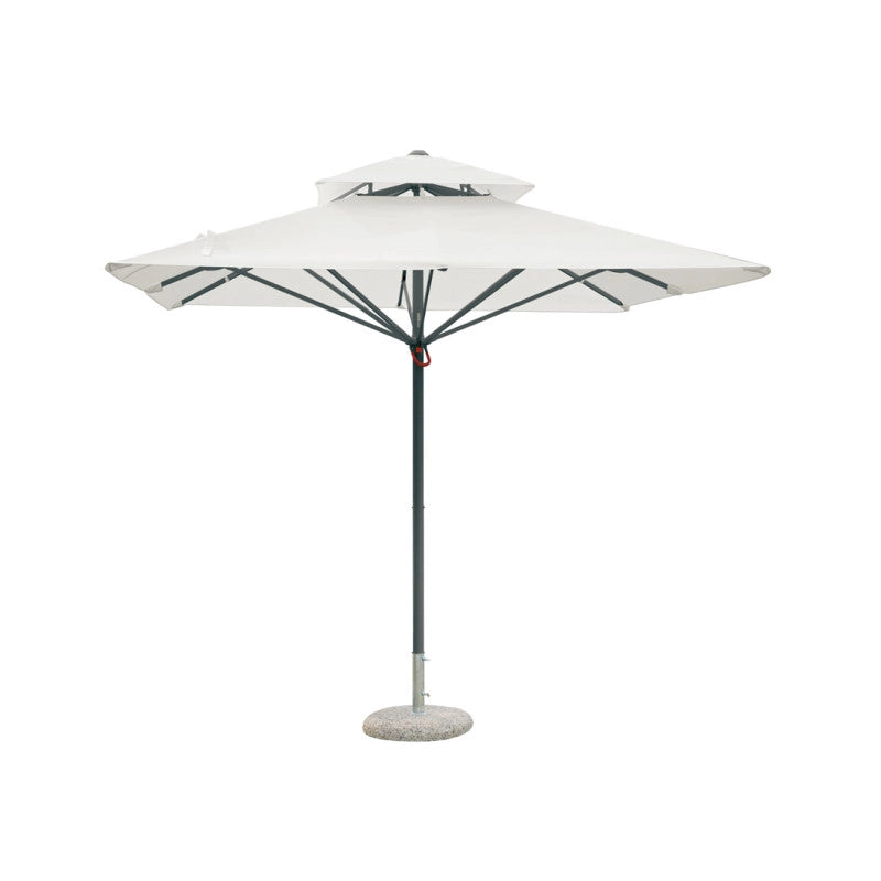 Ombrellone quadrato Push-Up MOIA da 3x3 mt con fusto bianco telescopico Contract