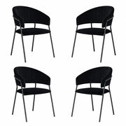 Sedie da sala da pranzo set da 4 Aurelia in velluto nero con gambe nere