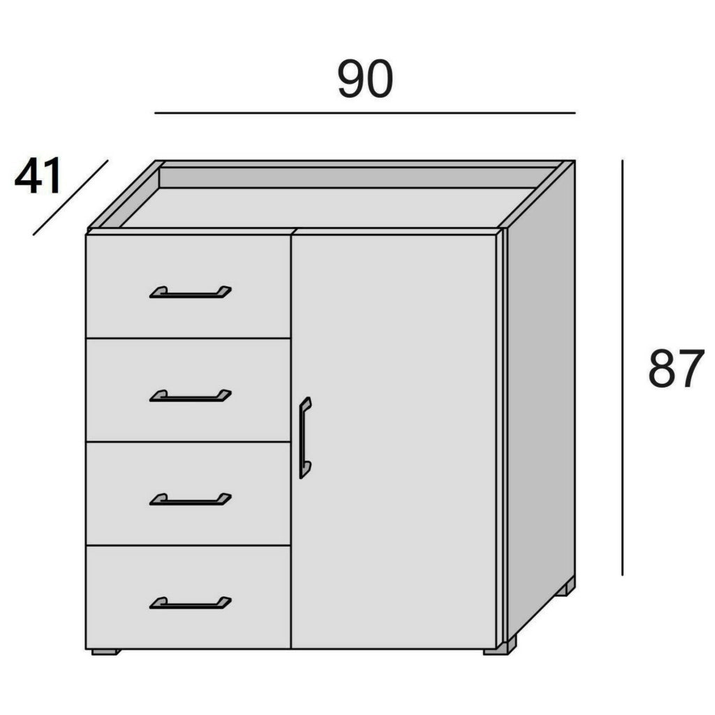 Madia Aracnida, Credenza un Ripiano Made in Italy, 90x41x87h cm Bianco