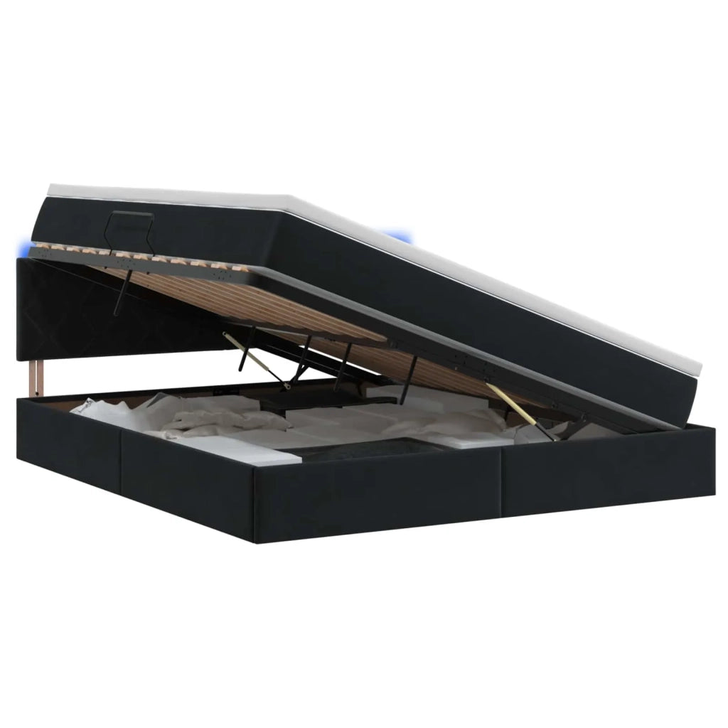 Letto con contenitore LED e materasso Nero 160 x 200 cm Velluto 3459320
