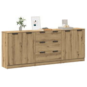 vidaXL Credenze 3 pz Rovere Artigianale 60x30x70 cm Legno Multistrato