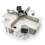 Composizione completa ufficio operativo con 4 postazioni lavoro cm. 324x324x72h