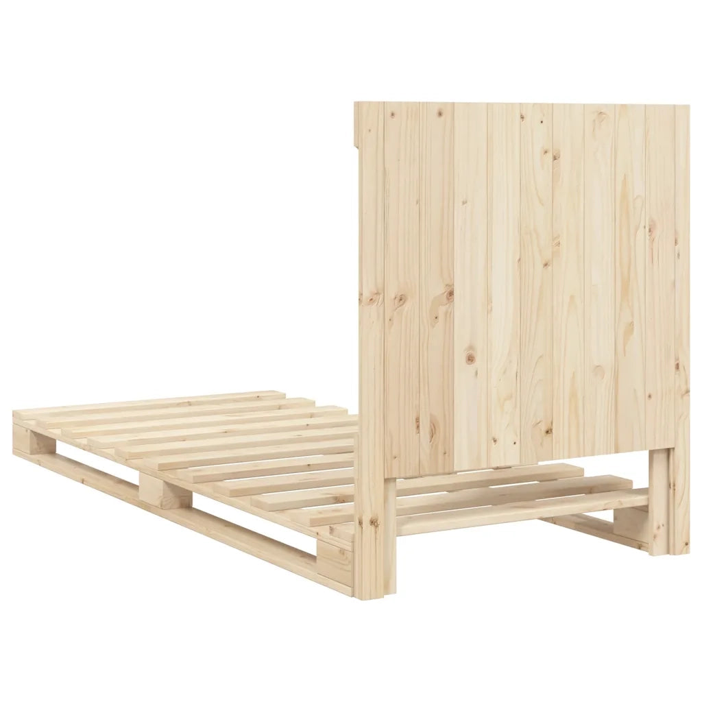 Letto singolo | Letto per adulti | Giroletto con Testiera 90x200 cm in Legno Massello di Pino