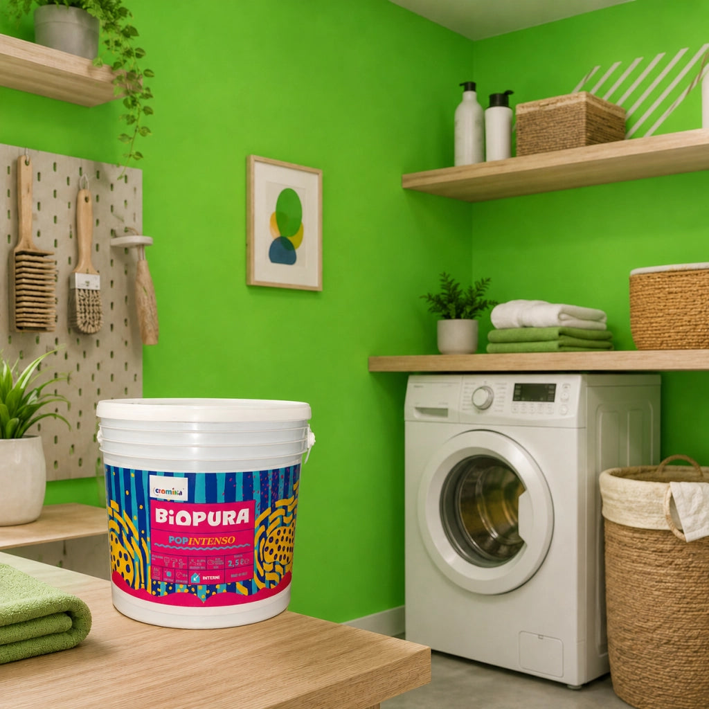 Popintenso palestra e decori interni pittura murale lavabile e coprente cromika *** formato 2.5 lt, colore- verde fla...