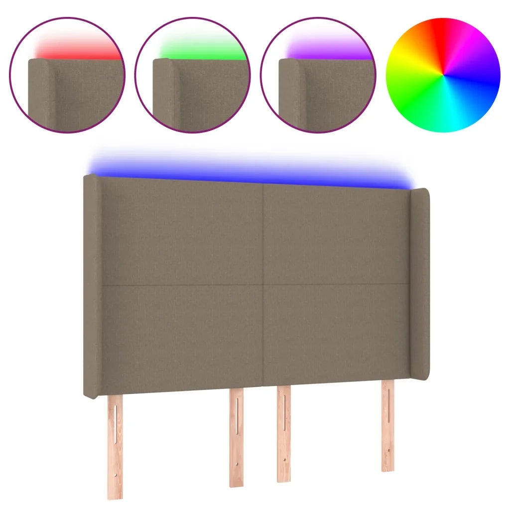 Testiera | Testata a LED Tortora 147x16x118/128 cm in Tessuto