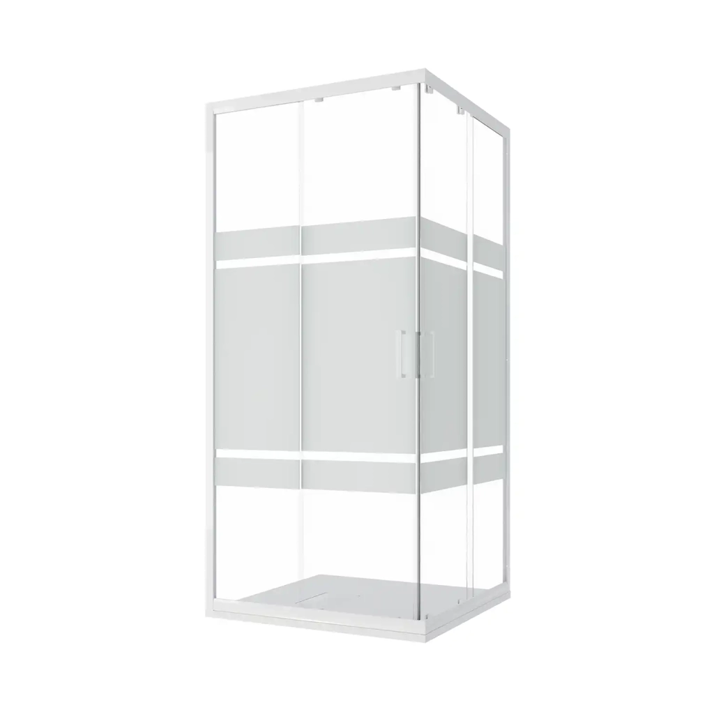 Box doccia 75x75 cm angolare alluminio bianco 4mm serigrafato | Ibiza