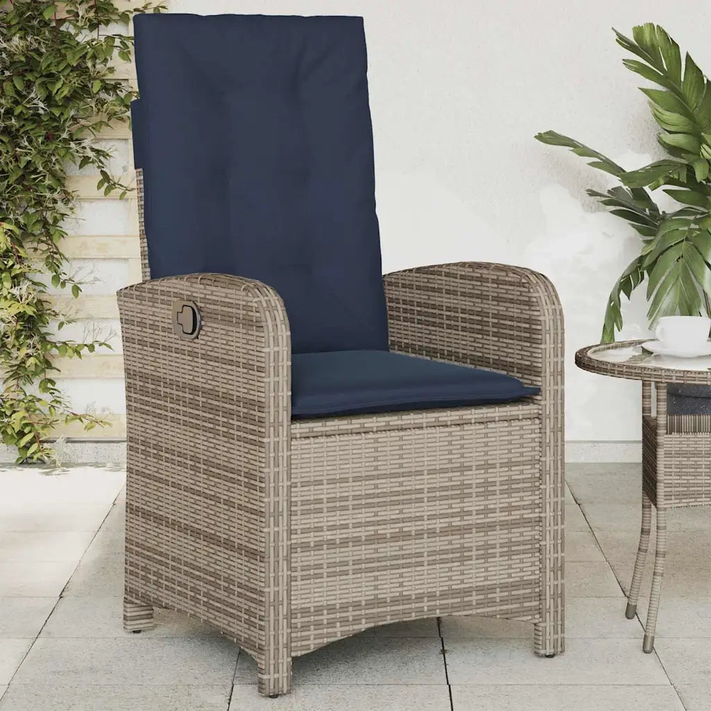 Sedie da Giardino Reclinabili 2 pz | Sedie da Esterno e Cuscini Grigio Polyrattan