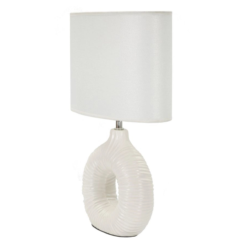Lampada da Tavolo VKH93, Bianco, Ceramica, 28,5x15x43 cm