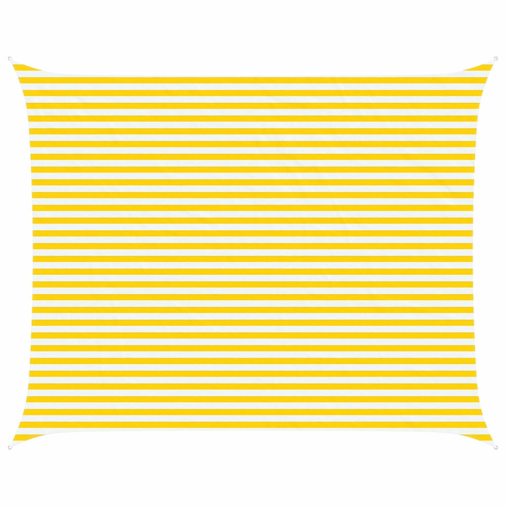 Vela da ombra solare-Telo Ombra-Vela Ombreggiante-Parasole a Vela Giallo e Bianco 5 x 4 m