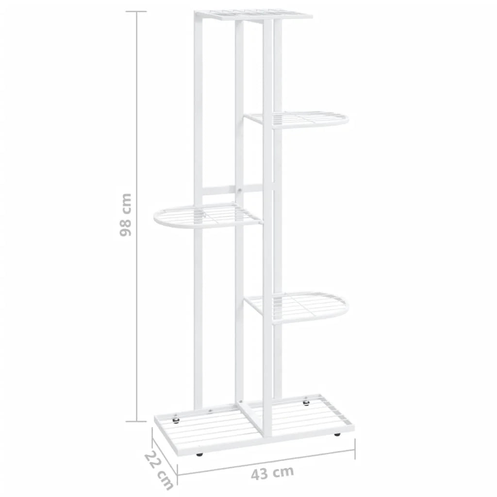 Portavasi/fioriera a 5 ripiani 43 x 22 x 98 cm metallo bianco 02_0045161