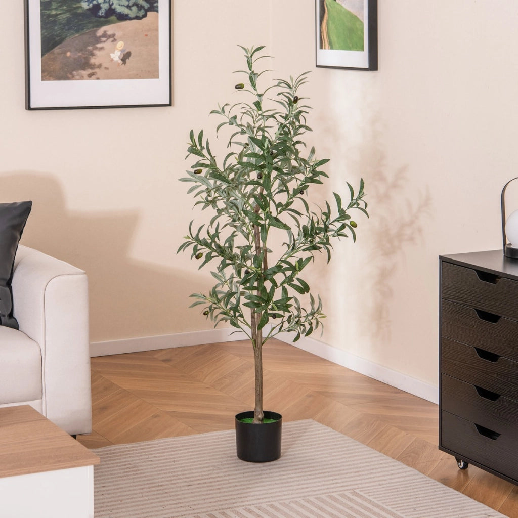 Set di 2 Alberr di olivo artificiale 130 CM per Interni, Piante fnte in vaso con frutti realistici-Piante artificiali