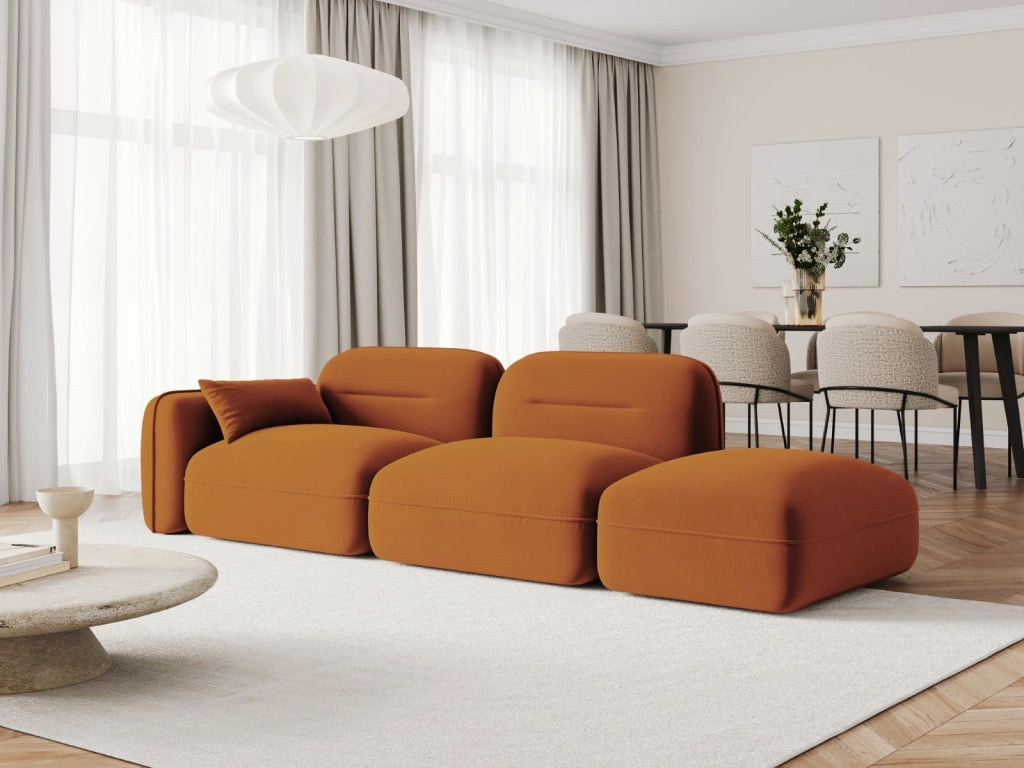 Cosmopolitan Design - Divano modulare destro "Sydney" 3 posti in velluto terracotta 