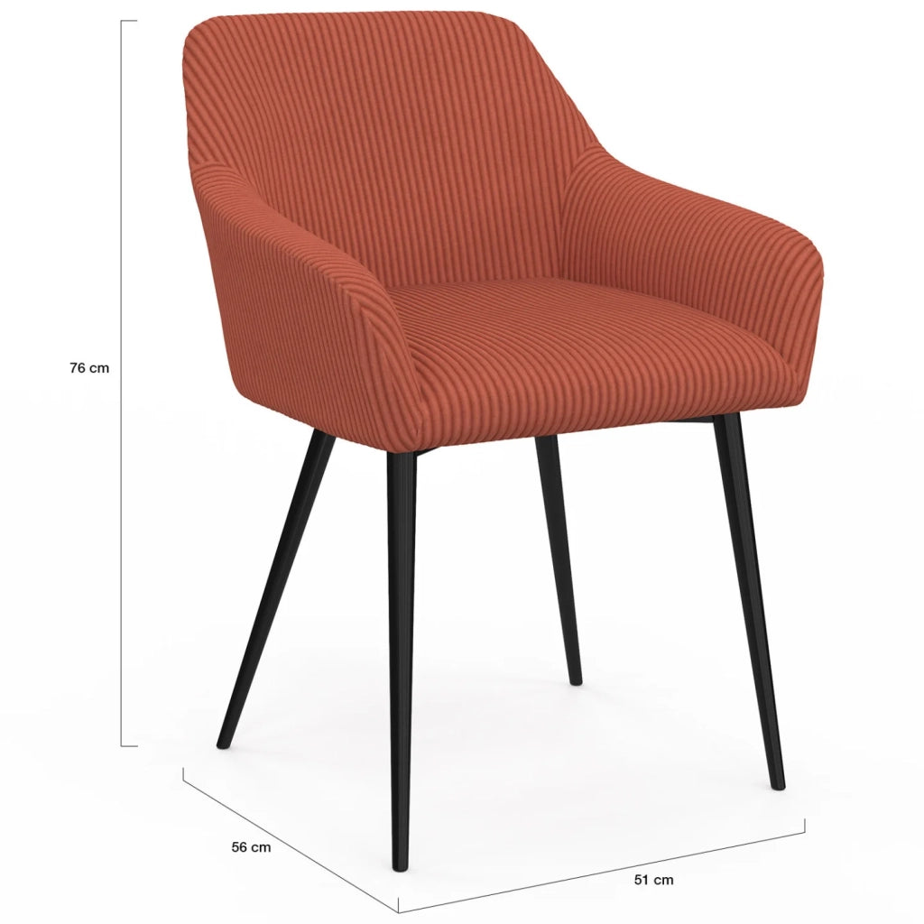 IDMarket - Set di 2 sedie e poltrone da pranzo JANY in velluto a coste color terracotta