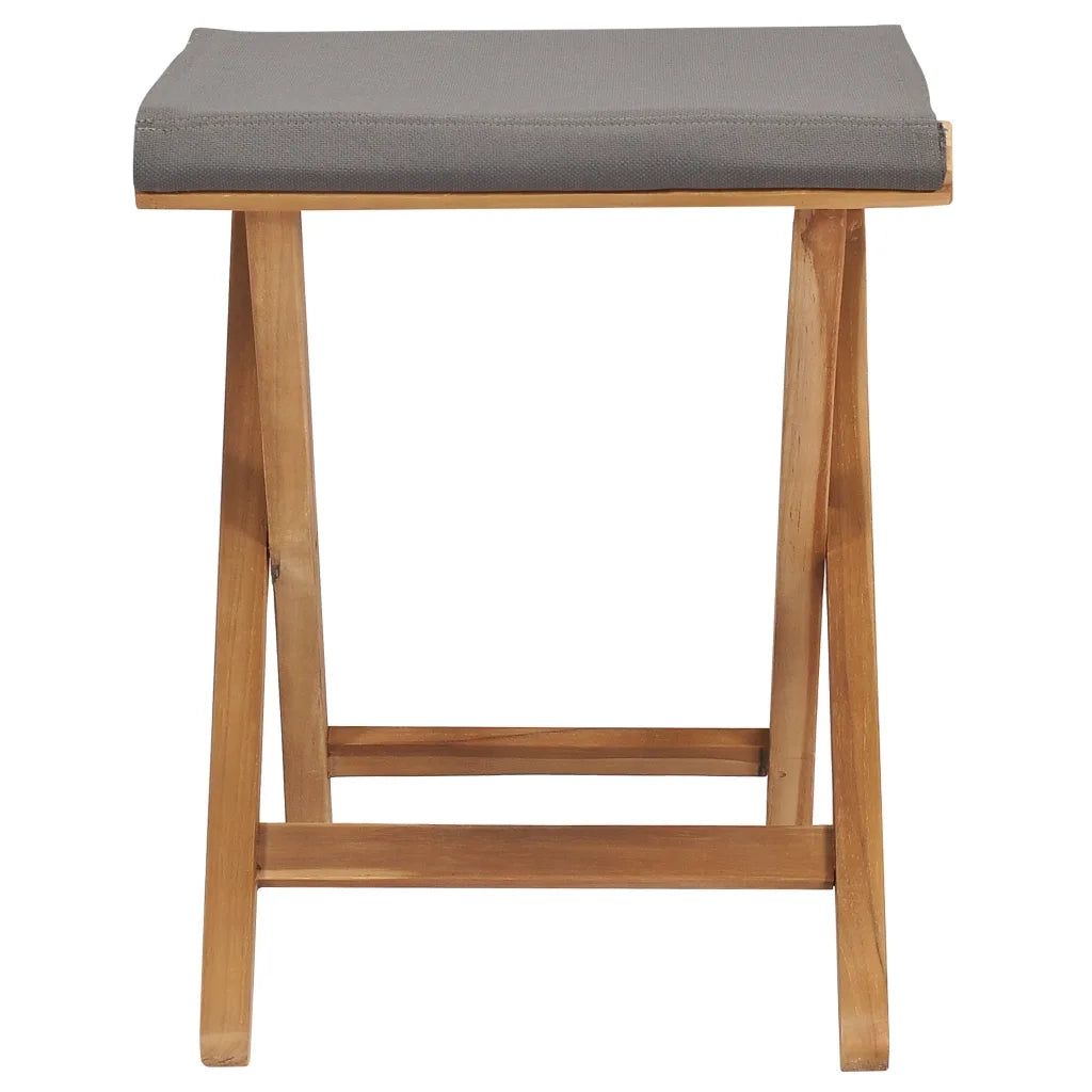 Sedie Pieghevoli 2 pz in Legno di Teak e Tessuto Grigio Scuro cod mxl 14430