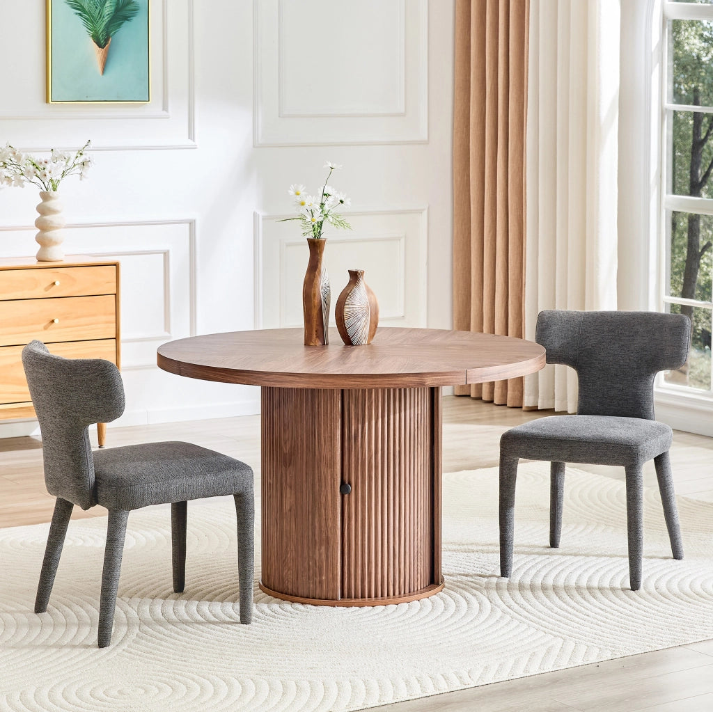 Set di 2 sedie da pranzo con schienale a T in tessuto grigio