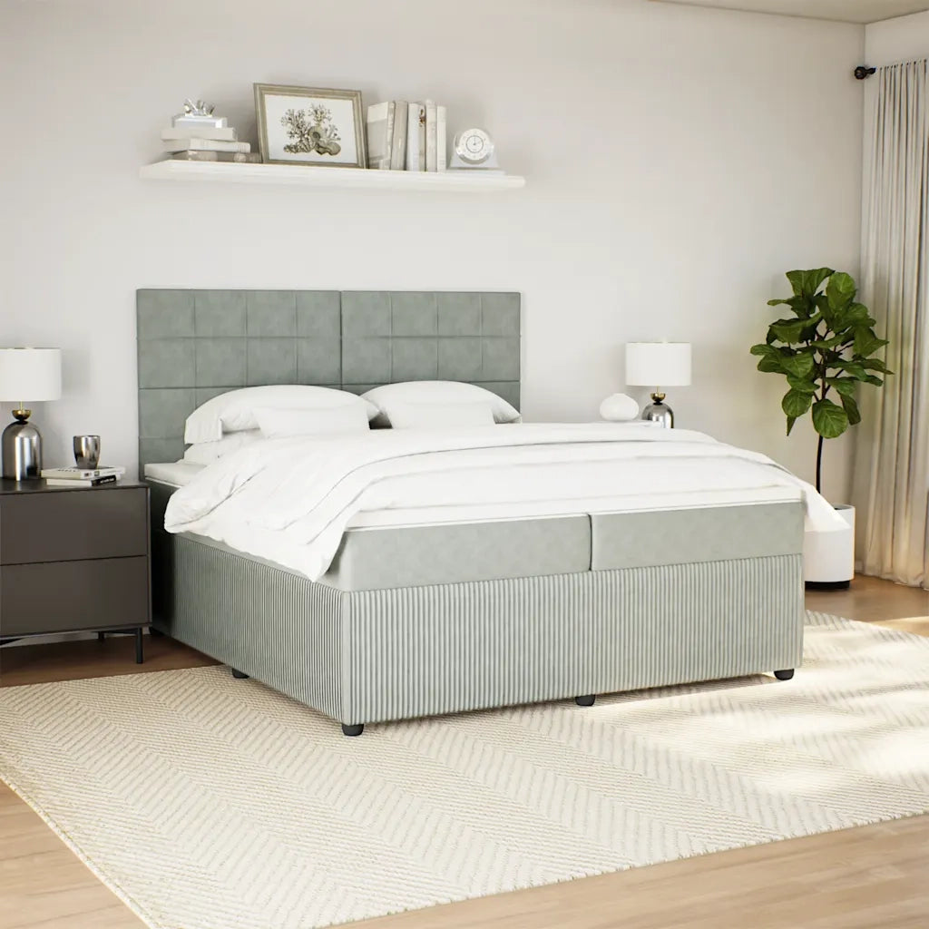 Giroletto a Molle con Materasso Grigio Chiaro 200x200cm Velluto 3292430