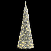 Albero di Natale Artificiale Pop-up-Albero Natalizio Neve Fioccata 100 LED 150cm