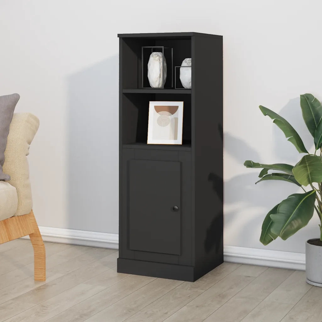 Credenza-Buffet-Armadio da cucina Nera 36x35,5x103,5 cm in Legno Multistrato 521778