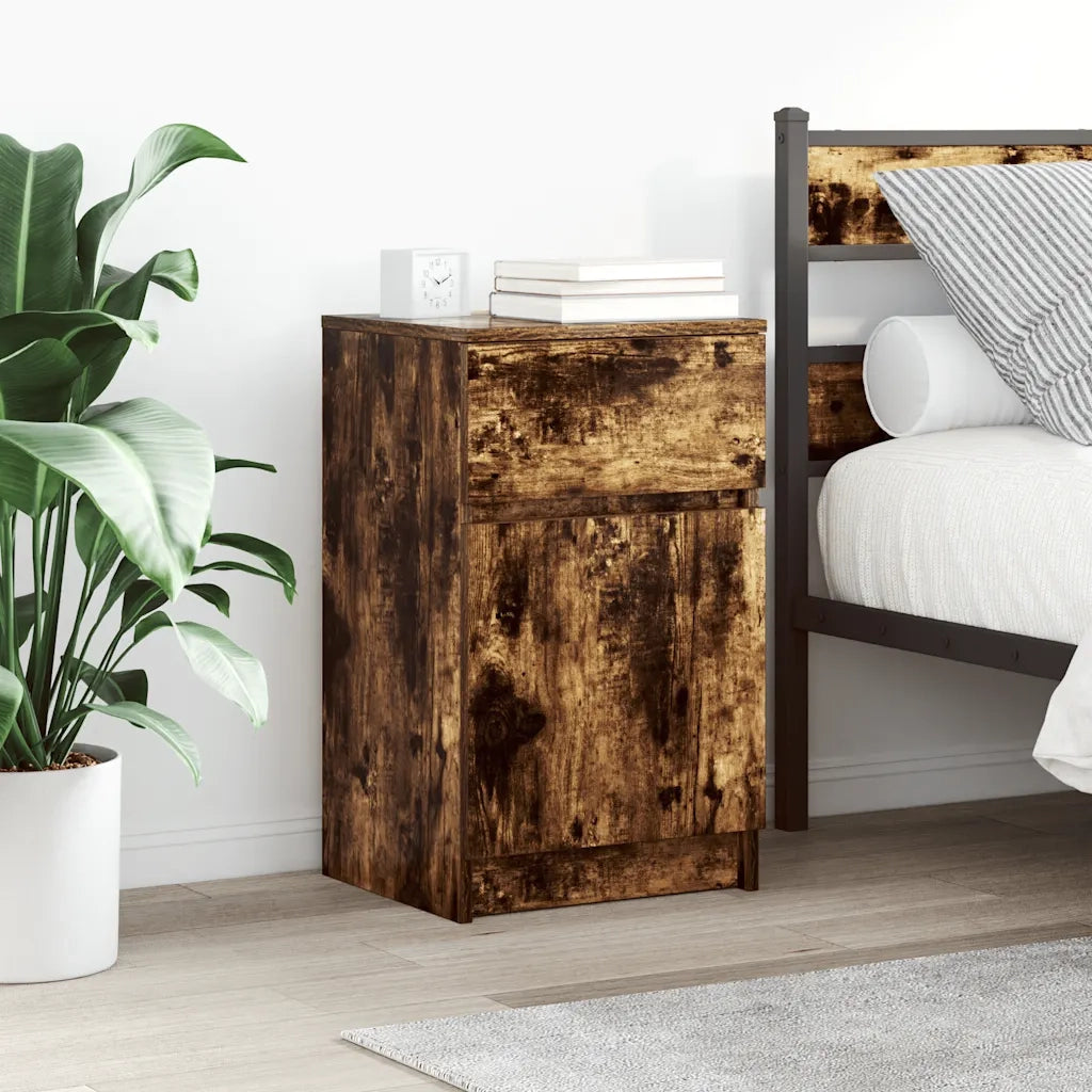 Comodini 2 pz-Set di 2 Tavolino da notte Rovere Fumo 39x35x65 cm in Legno Multistrato