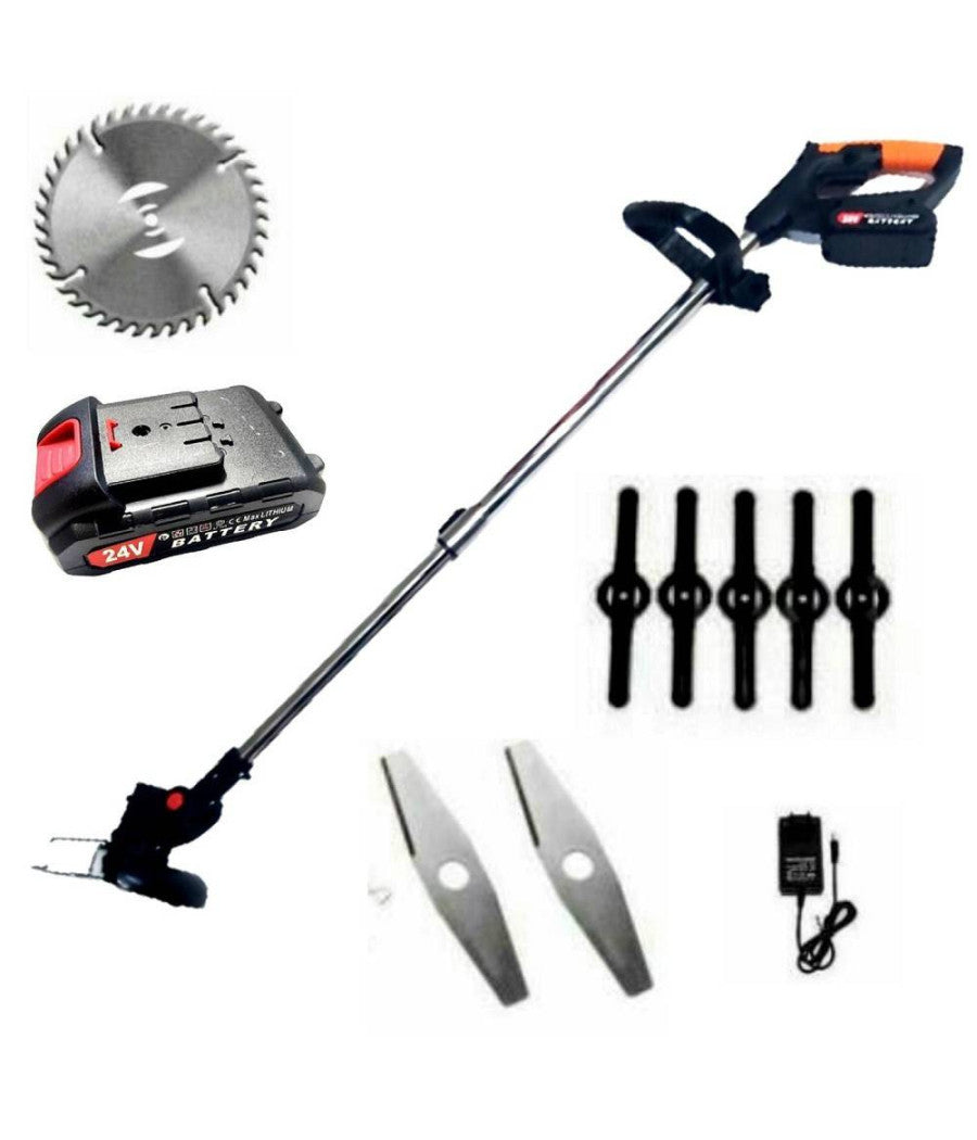 Decespugliatore Elettrico 2 Batteria Litio 24 V Tagliaerba Tagliabordi 8421         