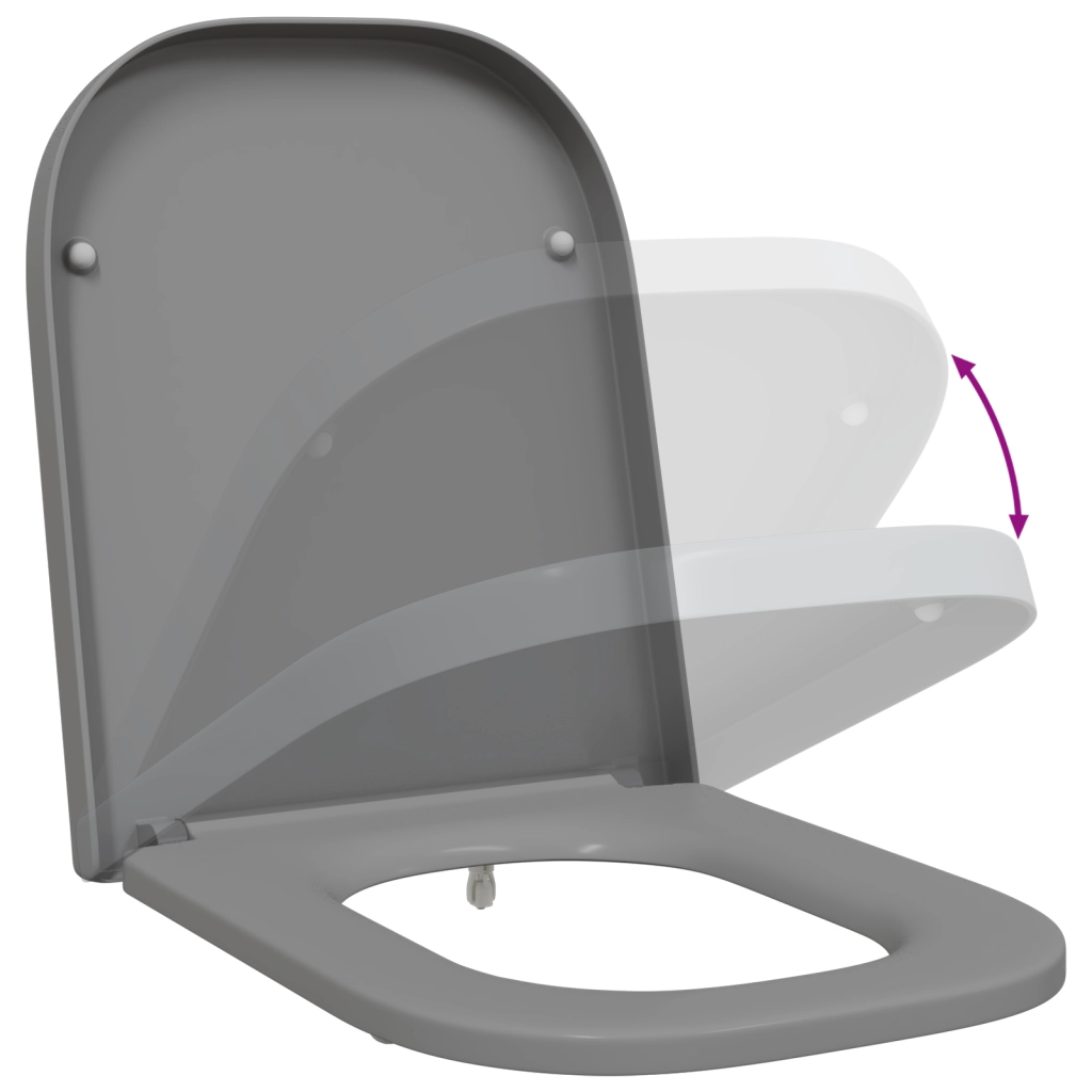 Sgabello per WC con chiusura morbida in Duroplast Grigio