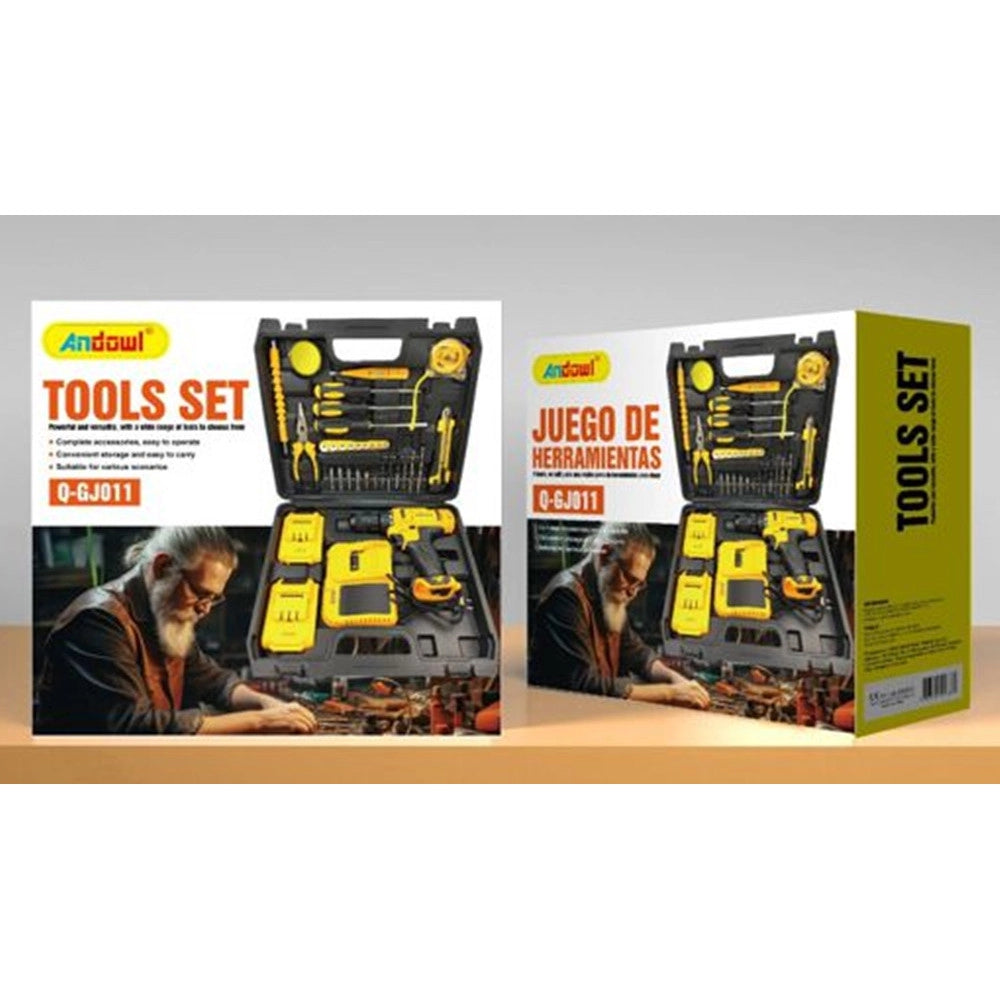 Trade Shop - Set Di Attrezzi Trapano A Percussione Avvitatore Elettrico A Batteria 24v 2x5ah Q-gj011 -