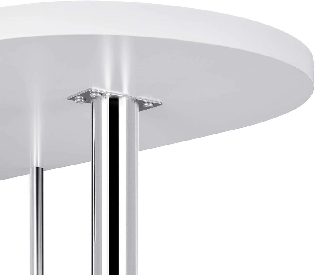 Tavolo da Bar con 3 Ripiani con Portabottiglie Vino, Bancone per Cucina in Metallo & MDF, Tavolo Alto per Home Bar, Cucina, 113 x 40 x 105 cm, Bianco