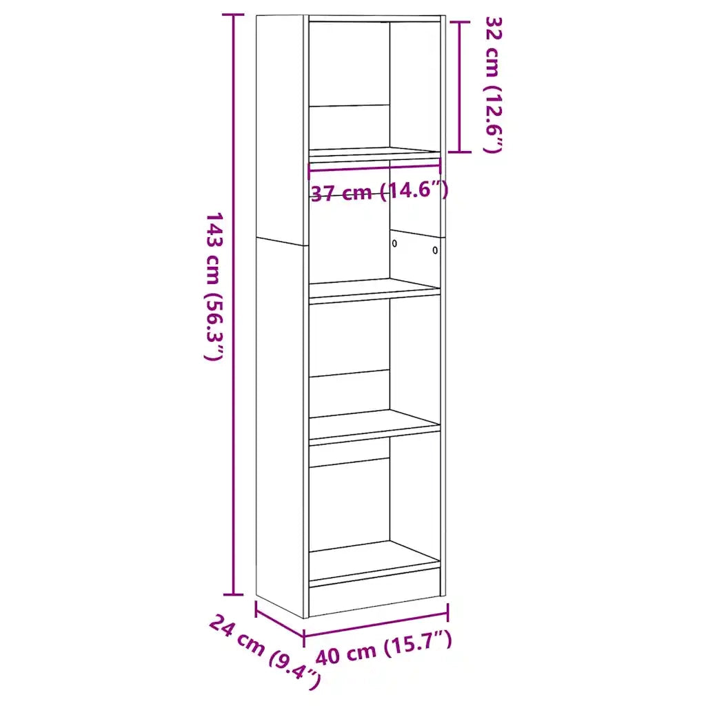 Libreria-Scaffale per Libri-Mobile di Stoccaggio Rovere Marrone 40x24x143 cm in Legno Multistrato