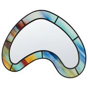 Specchio da parete di forma irregolare e rotonda in vetro e multicolore stile moderno