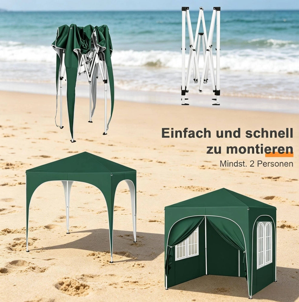 Pavillon pieghevole 2x2 m con pareti laterali e struttura metallica