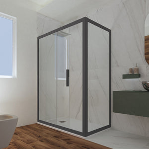 Box doccia scorrevole 80x130 CM H 200 Vetro Trasparente Profilo Antracite mod. Deco Duo
