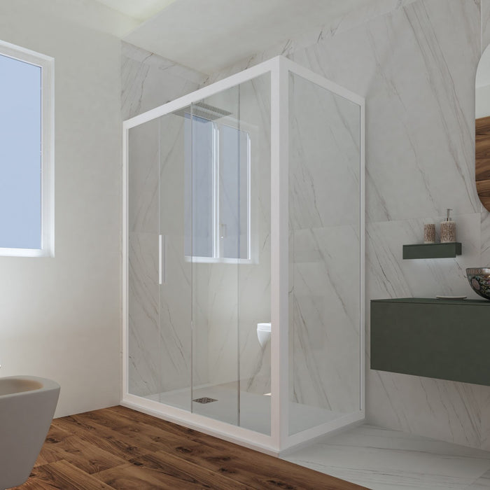 Box doccia scorrevole 90x120 CM H 200 Vetro Trasparente Profilo Bianco Matt mod. Deco Duo