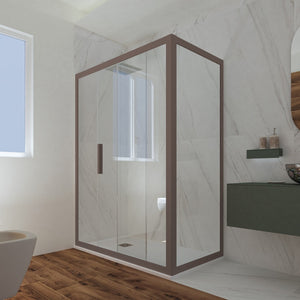 Box doccia scorrevole 75x150 CM H 200 Vetro Trasparente Profilo Chocolate mod. Deco Duo