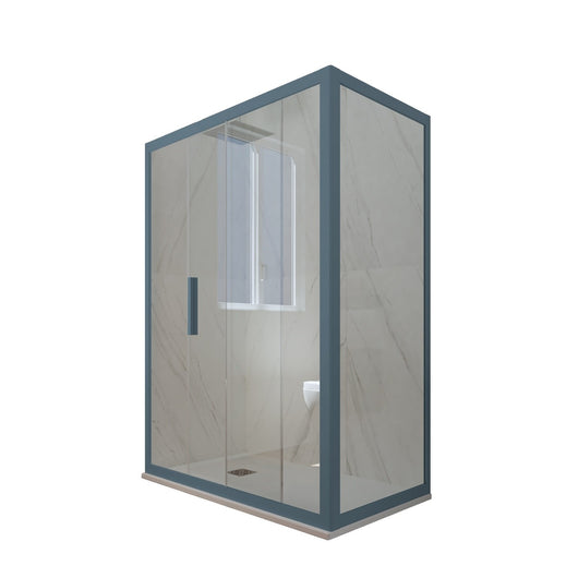 Box doccia scorrevole 70x100 CM H 200 Vetro Trasparente Profilo Blu Navy mod. Deco Duo