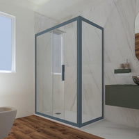 Box doccia scorrevole 70x120 CM H 200 Vetro Trasparente Profilo Blu Navy mod. Deco Duo