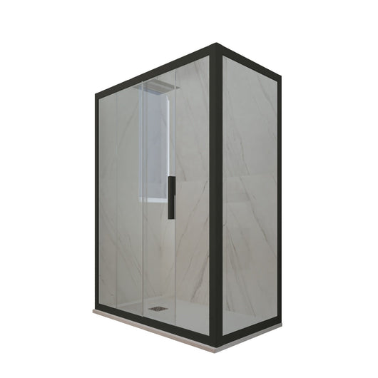 Box doccia scorrevole 80x160 CM H 200 Vetro Trasparente Profilo Nero Matt mod. Deco Duo