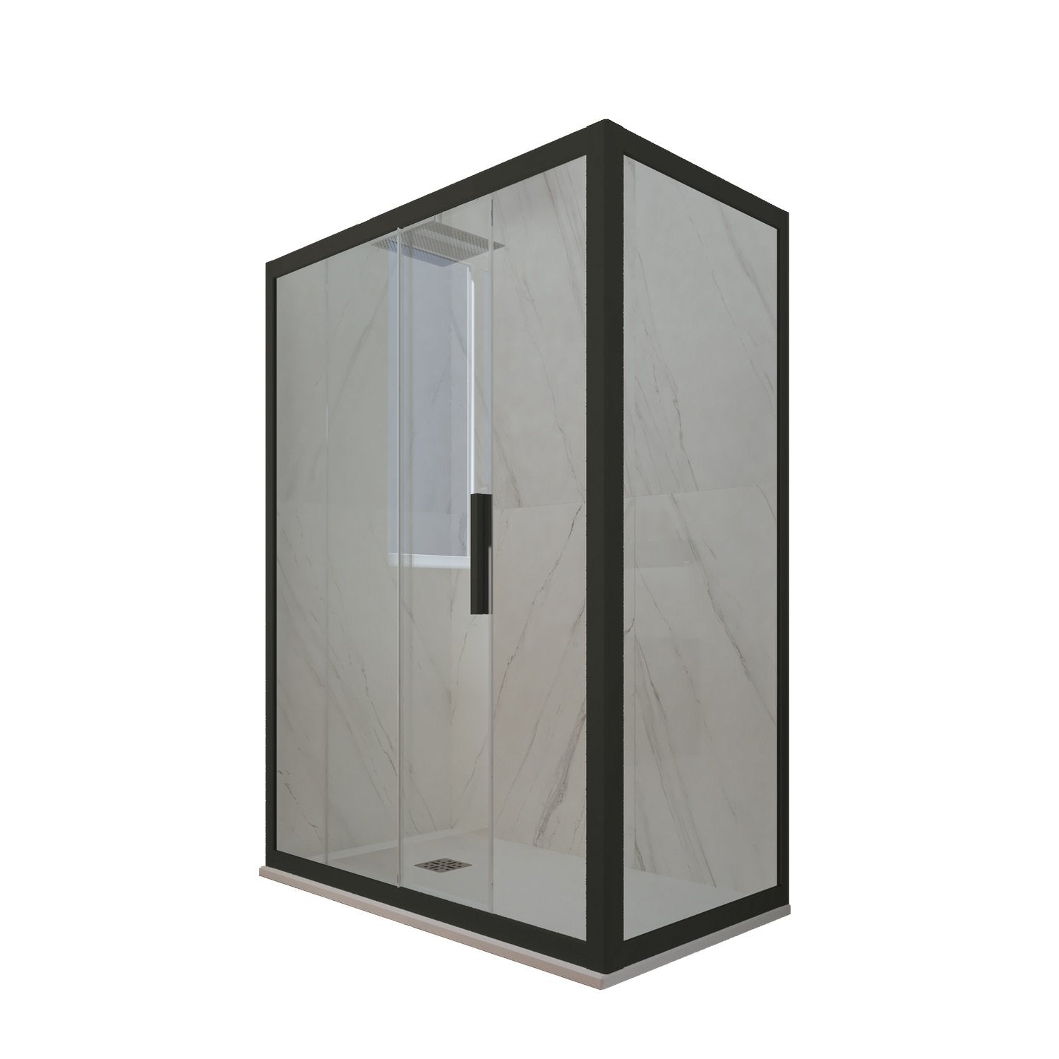 Box doccia scorrevole 70x170 CM H 200 Vetro Trasparente Profilo Nero Matt mod. Deco Duo